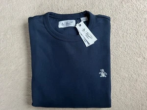 Original Penguin Men's Fleece Crew Sweatshirt Dark Sapphire UK L - Picture 1 of 7