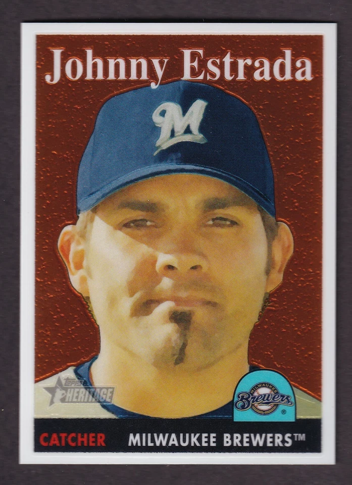 Johnny Estrada 2007 Topps Chrome Heritage Card #27 Brewers /1958 - Image 1 of 2