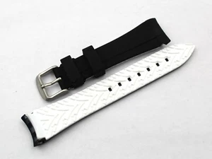 Correa De Silicona Negra Y Blanca 20/18mm Impermeable Con Conexión Curva Unisex - Imagen 1 de 5
