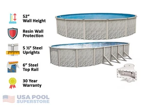 Above Ground MEADOWS Steel Swimming Pool w/ Liner & Skimmer - (Choose Pattern) - Picture 1 of 13