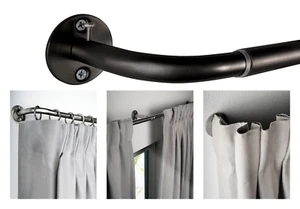 Barra de cortina 1 carrera montaje en pared oscurecimiento color: negro - Imagen 1 de 15