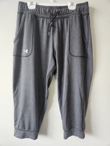 Pantalón Under Armour Para Mujer Med Crop Cintura Elástica Cordón Ropa Activa Gris LNC - Imagen 1 de 3