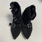 TOPSHOP Gladiator Strappy Black Leather High Flats Shoes Size EU 37 US6.5