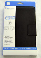 Lifeworks 7" Universal Tablet Folio Case, Black, Built in stand, New, FREE SHIP