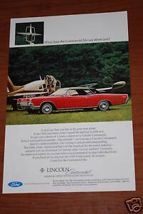 1967 LINCOLN Continental Original Vintage Werbung Ad V8 67 Preiselbeere