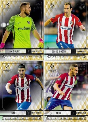 2016-17 Topps UEFA Champions League Showcase 4x Atletico Madrid Gold Cards /99 - Image 1 of 3