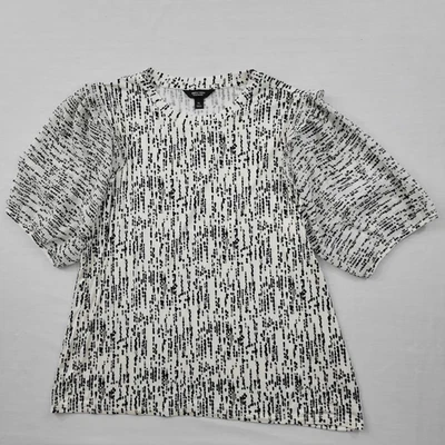 Camisa Simply Vera Wang Talla XL Negra Blanca Puff Manga Corta Transparente Atrevida Y2K Foto 1 de 4