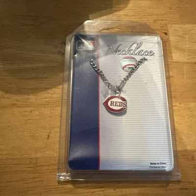 Cincinnati Reds Gem Necklace Gold Bling MLB Baseball Pendant, 20" Chain - Image 1 of 4