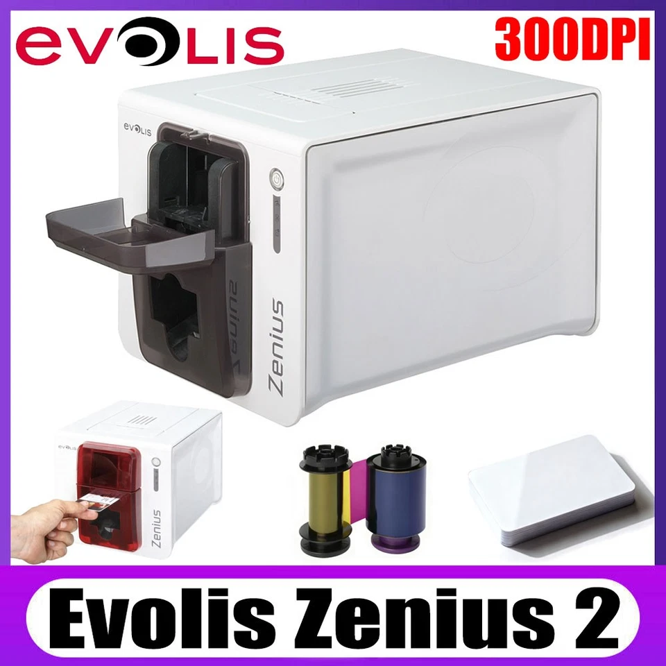 Evolis Zenius 2 Single-Sided 300dpi Edge-to-edge Color ID Card Printer USB - Image 1 of 4