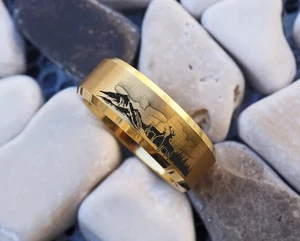 Golden Unisex Adults Tungsten Northern Lights Aurora Borealis Wedding Ring - 8mm - Picture 1 of 3