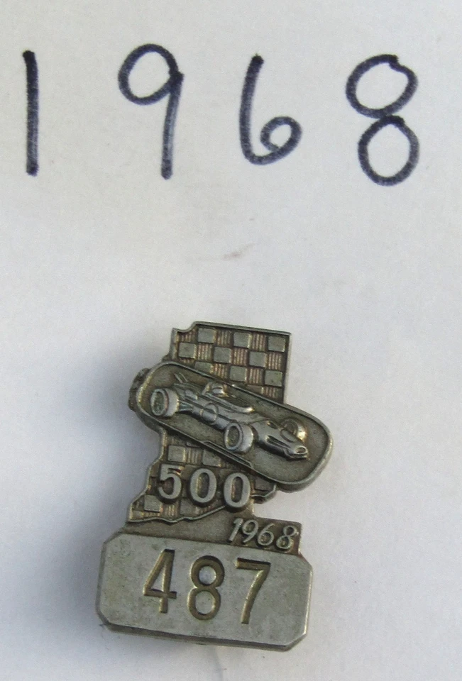 1968 Indianapolis 500 Bastian Bros. Silver Pit Pin Low Number 487 Lee Brown LOOK - Image 1 of 2