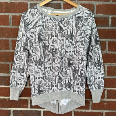 Top de manga larga Kensie Performance gris estampado animal con cremallera trasera XS Foto 1 de 4