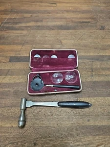 K233- antique Liebreich's Ophthalmoscope & doctor hammer - Picture 1 of 11