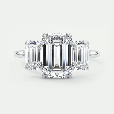 Anillo de compromiso de platino 950 cultivado en laboratorio 3 quilates certificado IGI diamante esmeralda Foto 1 de 4