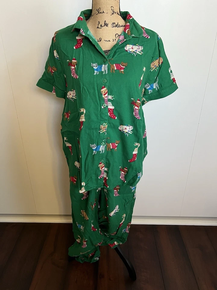 LOFT Navidad Gatitos Franela Dos Piezas Pijama Talla L Foto 1 de 4