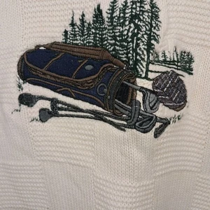 Golf VTG David Taylor Embroidered  Crewneck Sweater Sz  L Cream Grandpa Cotton - Picture 1 of 17
