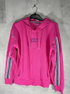 Damen Tommy Hilfiger Sport Pullover Hot Pink mit schwarz-weißen Streifen L - Bild 1 von 6