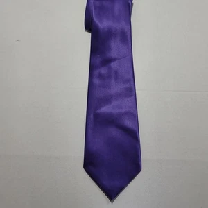 RENE CHAGAL Men's Polyester Handmade Solid Purple Tie - Picture 1 of 3