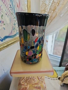 Vintage David Tate Studio Art Glass Vase/ Tumbler Fumed Hand Blown Pontil Signed - Picture 1 of 5