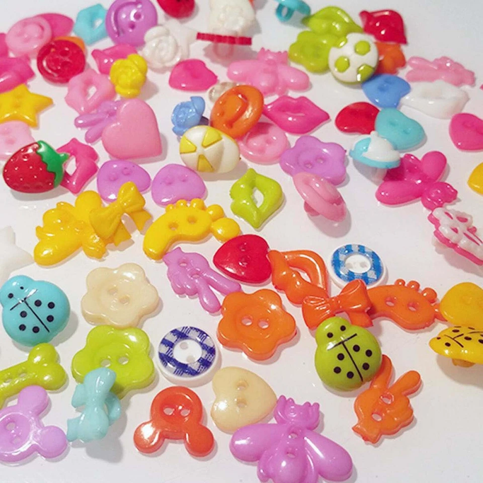 2 Hole Plastic Novelty Loop Buttons Children's Clothing Sewing 10mm-15mm - Image 1 of 4