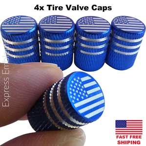 TIRE VALVE CAPS SET AMERICAN FLAG BLUE (4 pieces) - Picture 1 of 7