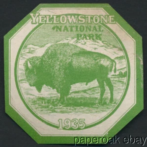 Pegatina original parabrisas del Parque Nacional de Yellowstone 1935 - Imagen 1 de 2