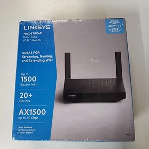 Linksys Max Stream Dual Band AX1500 WiFi 6 Router, Black MR7340 - Picture 1 of 6