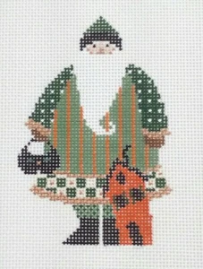 Artist Collection HP needlepoint HALLOWEEN KRINGLE Santa canvas 4" 18m - Picture 1 of 4