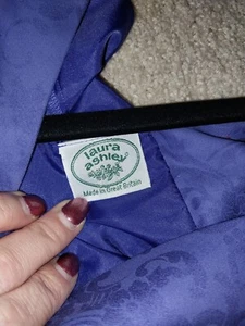 Vintage Laura Ashley Dress Cottagecore Puff Sleeve Maxi Purple Bows Prairie 8 - Picture 1 of 7