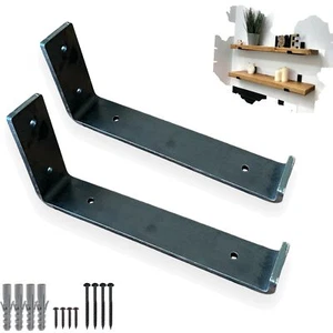 Scaffold Board Shelf Brackets Rustic Industrial Bracket x 2 Heavy Duty Raw/Black - Picture 1 of 29