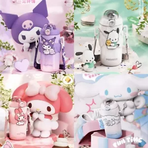 Kuromi Melody Pochacco Stainless Steel Vacuum Cup w/Hanging Rope Straw Bottle - Picture 1 of 26