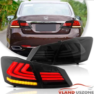 LED Tail Lights For 2013-2015 Honda Accord 4 door Sedan Smoked Brake Light LH+RH - Picture 1 of 18