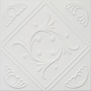 DIY Ceiling Tiles, Glue Up 20x20, Pure White Satin Hand painted, Pack of 8, - R2 - Picture 1 of 2
