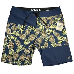 Reef Swim Trunk Pineapple Design/Blue Size 34 Mens Board Short New - Picture 1 of 11