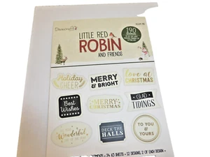 190 VELUM SENTIMENTS CHRISTMAS LITTLE RED ROBIN & FRIENDS GOLD & BLACK - Picture 1 of 4