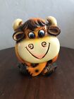 Vintage Coin Bank Bull Cow Figure 6.5"H Hand Painted Japan 1960s