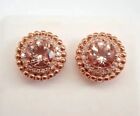 2.20Ct Round Cut Lab-Created Morganite Halo Stud Earrings 14K Rose Gold Plated