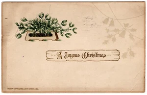 A Joyous Christmas Embossed Green Tree Sign DB Winsch 4180 Postcard 1919 Posted - Picture 1 of 6