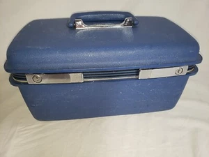 VTG Samsonite Concord SURVIVOR Train Makeup Case Traveler Blue Hardshell w/tray - Picture 1 of 18