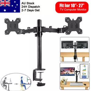 Dual HD LED Desk Mount Monitor Stand 2 Arm Display Bracket LCD Screen TV Holder - Picture 1 of 12
