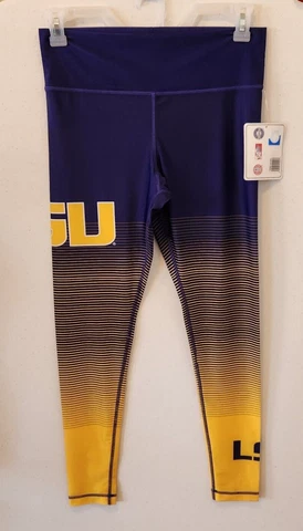 LSU Tigers Womens Size M Leggings NWT Purple Yellow NCAA Licensed Yoga Pants Cover