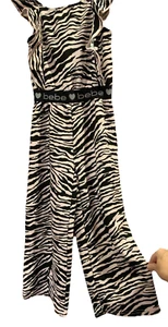 Bebe Girls Jumpsuit Sz Medium (5/6) Black & Pink Zebra Print Logo Stretchy EUC - Picture 1 of 10