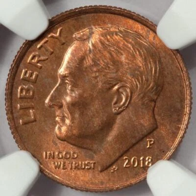 2018 NGC MS65FT Missing Obverse Clad Layer Dime Mint Error Super Rare Date - Image 1 of 4