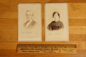 Antique 1860's Mr. & Mrs. Fitch CDV Photographs - Picture 1 of 4