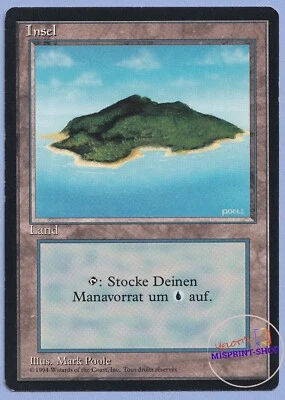 Island V2 Foreign Black Bordered MTG MISPRINT Card in German Copyright in French - Imagen 1 de 3