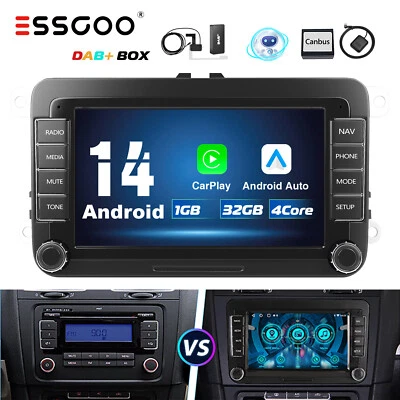 Autoradio 7" Android 14 DAB+ Carplay GPS Nav Für VW GOLF 5 6 Touran Polo EOS T5 - Bild 1 von 4