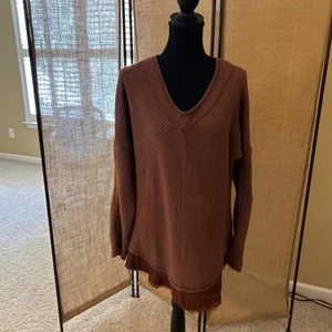 XCVI Brown Long Sleeve V Neck Size M Sweater - Picture 1 of 6