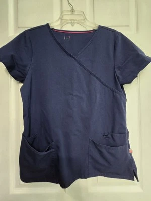 Urbane Ultimate Scrubs Scrub Top size M=Navy Mock Wrap-Chest 21.5"/L 25.5" - Image 1 of 4