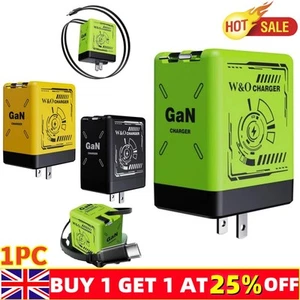 Cargador Gan 2 en 1 W&O (Tipo C/L), 120 W Compatible Rápido, Pared Retráctil - Imagen 1 de 11