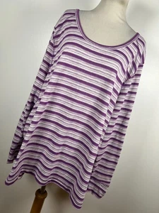 Talbots 3X Shirt Top Purple White Stretch Scoop Neck Long Sleeve Stretch D2 - Picture 1 of 5